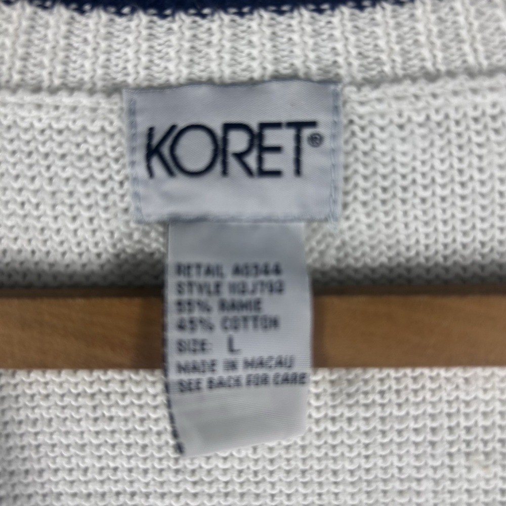 Vintage Knit Sweater Vest Size L Grandmacore White Button Up Cottagecore Teacher - Picture 5 of 8